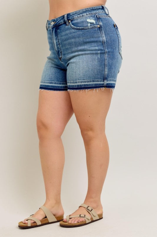 Mr Tummy Control Vintage Wash Release Hem Shorts