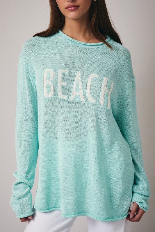 Round Neck Long Sleeve Beach Lightweight Sweater