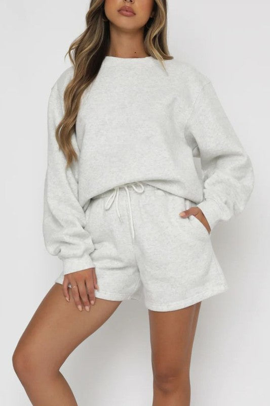 Shorts Sets Loose Crewneck Sweatshirt