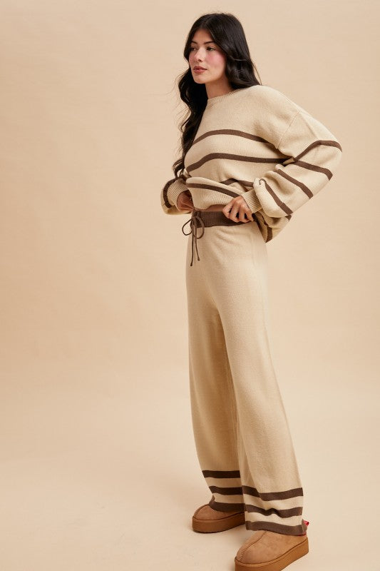 Cozy Striped Sweater&pants Lounge Set