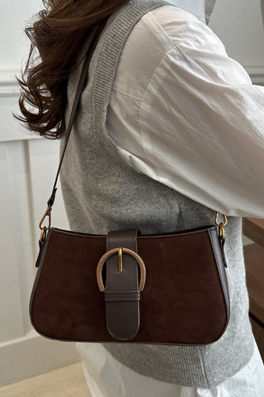 Elegant Suede Retro Buckle Bag