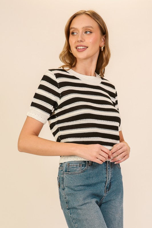 Striped Knit Sweater Top