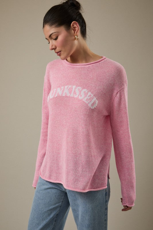 Round Roll Up Neck “sun-kissed” Lt Weight Sweater