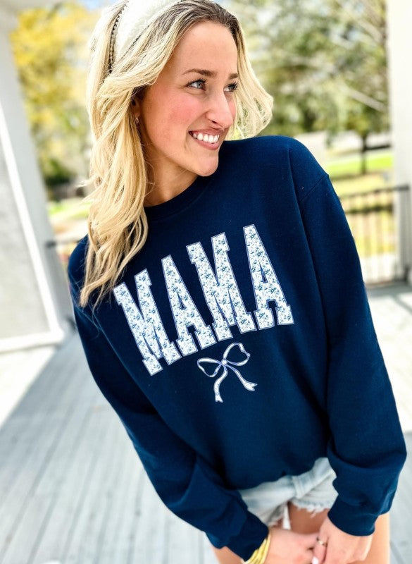 Coquette Mama Floral Blue Dtf Sweatshirt