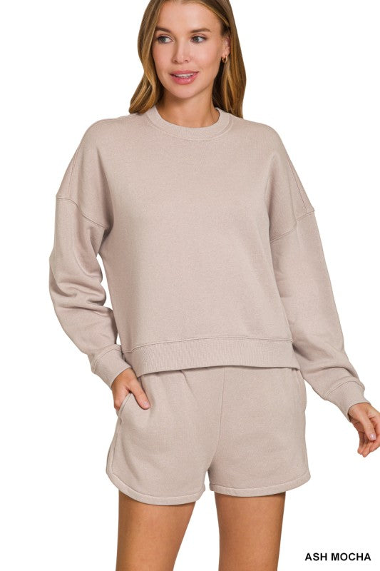Fleece Long Sleeve Sweatshirts & Shorts Set