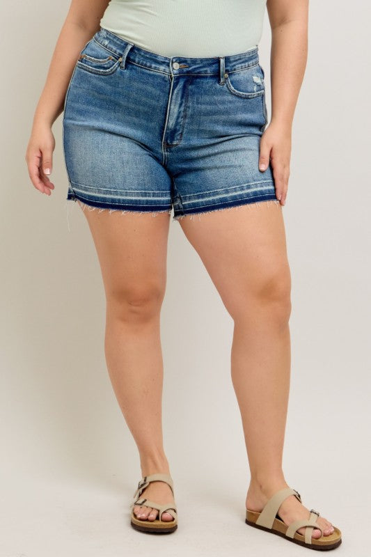 Mr Tummy Control Vintage Wash Release Hem Shorts