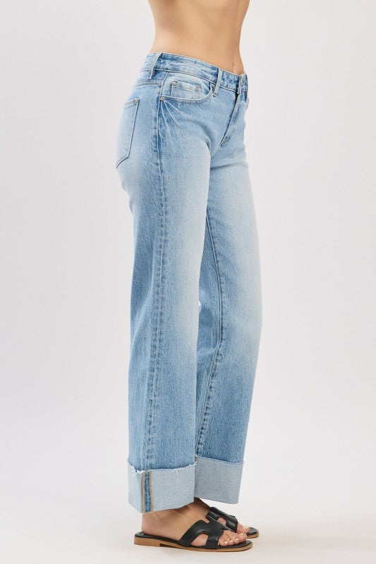 PETRA 153 Mid Rise Comfort Relaxed Flare W/Cuffed Hem