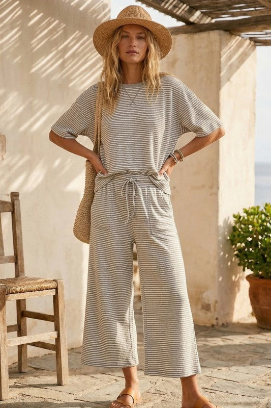 Striped Knit Top and Pant Set