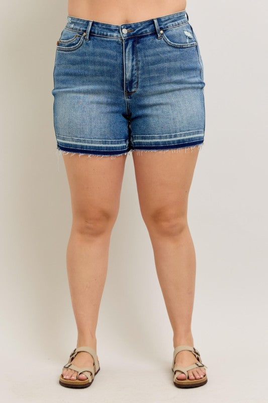 Mr Tummy Control Vintage Wash Release Hem Shorts