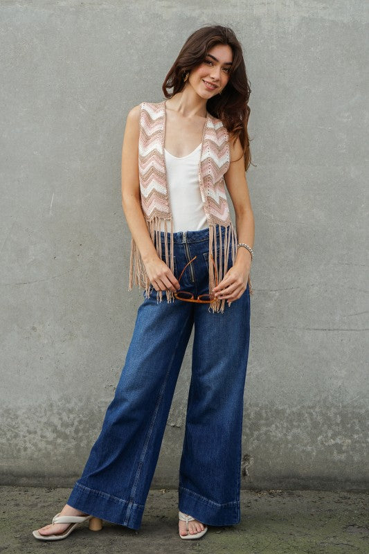 Desert Dusk Crochet Fringe Vest