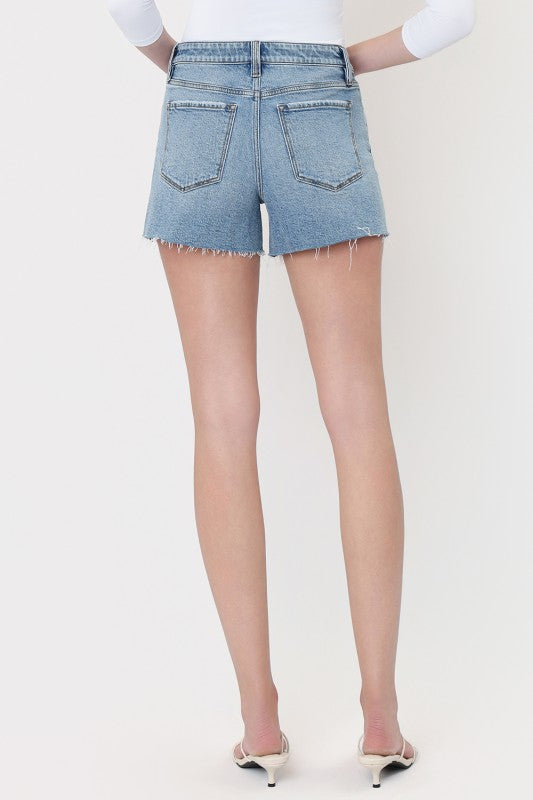 VERVET High Rise Raw Hem Distressed Denim Shorts