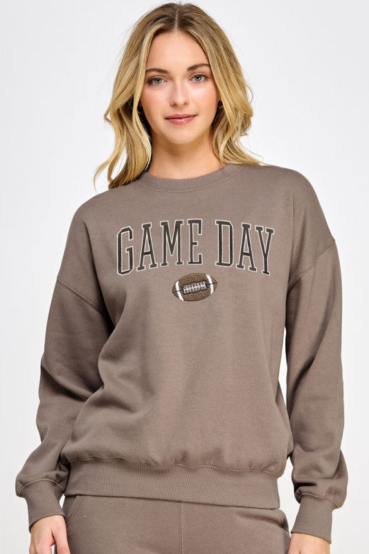 Fleece Relaxed Fit Sweatshirt With Game Day Embroidery