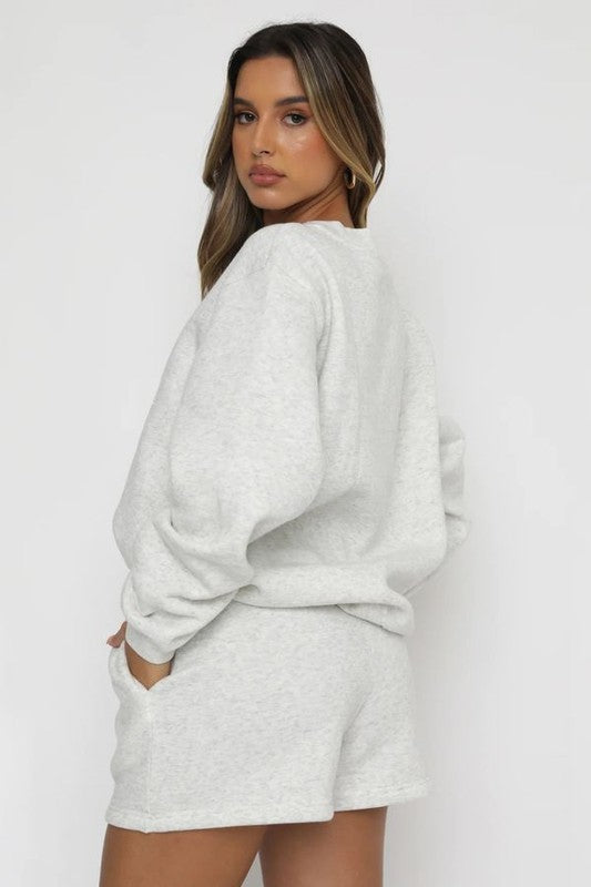 Shorts Sets Loose Crewneck Sweatshirt