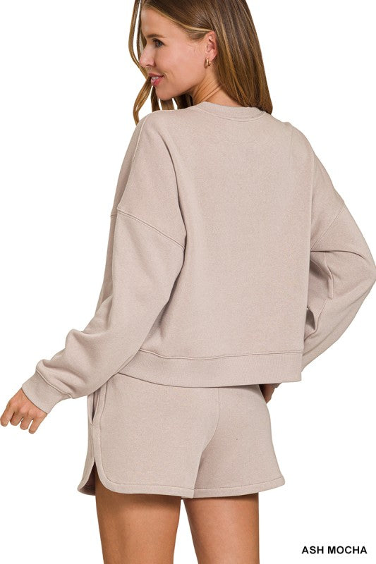 Fleece Long Sleeve Sweatshirts & Shorts Set