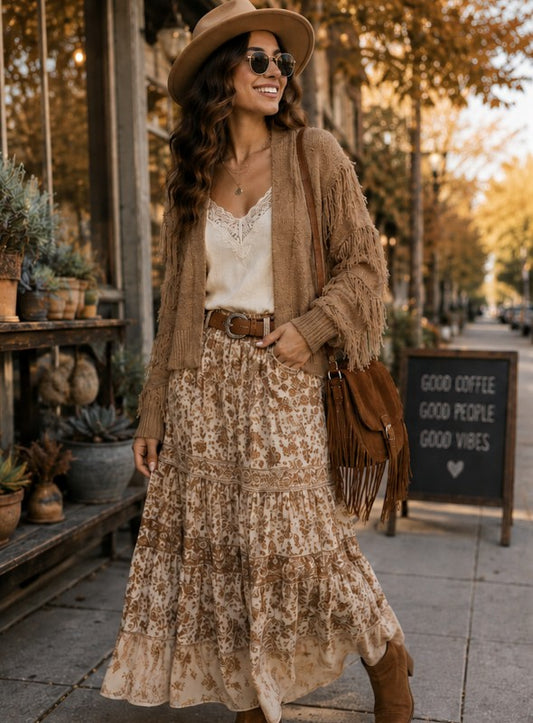 Fringe Trimmed Open Cardigan Sweater