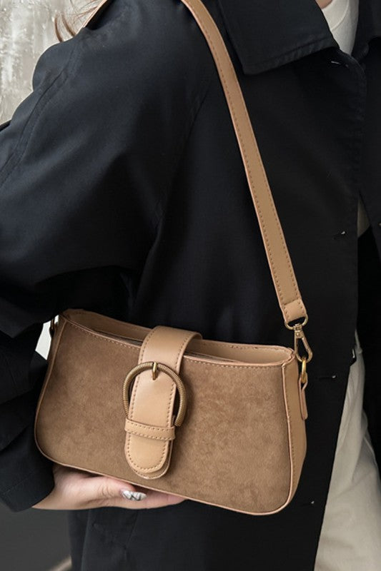 Elegant Suede Retro Buckle Bag