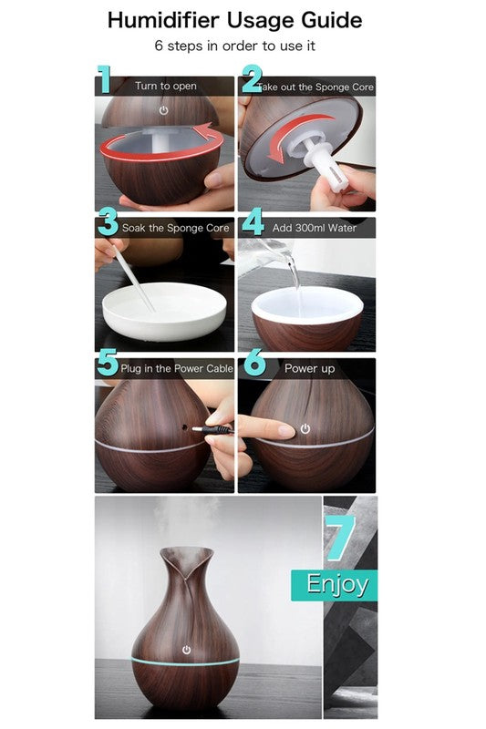 Floral Aroma Scent Diffuser Mist Humidifier (Light Wood)