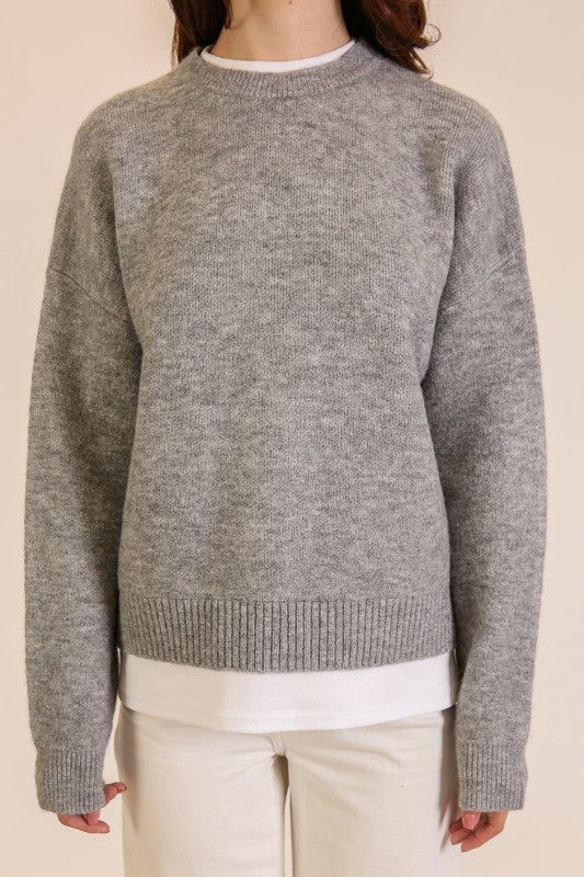 Twofer Crew Neck Layered Knit Sweater