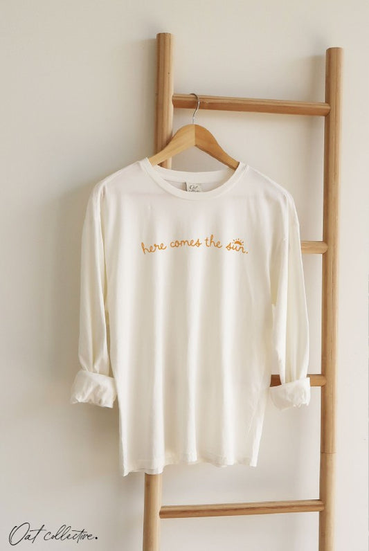 Here Comes Mineral Washed Long Sleeve Graphic