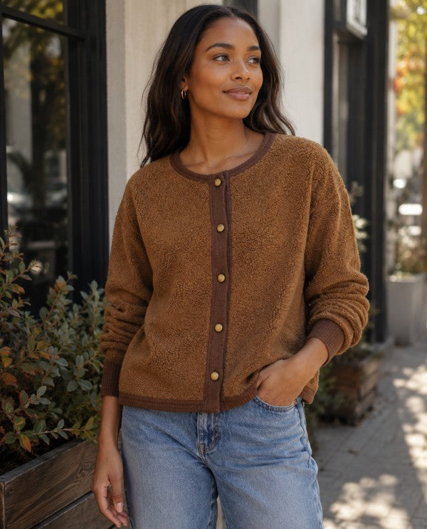 Teddy Fleece Button Up Jacket