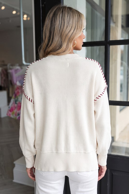 Drop Shoulder Game Day Letter Print Pullover