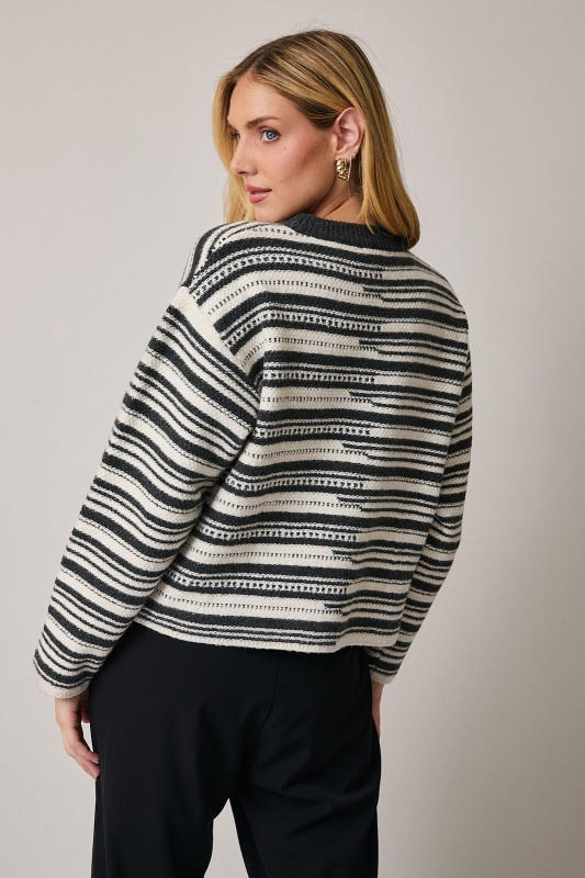 Brown Neck Striped Sweater
